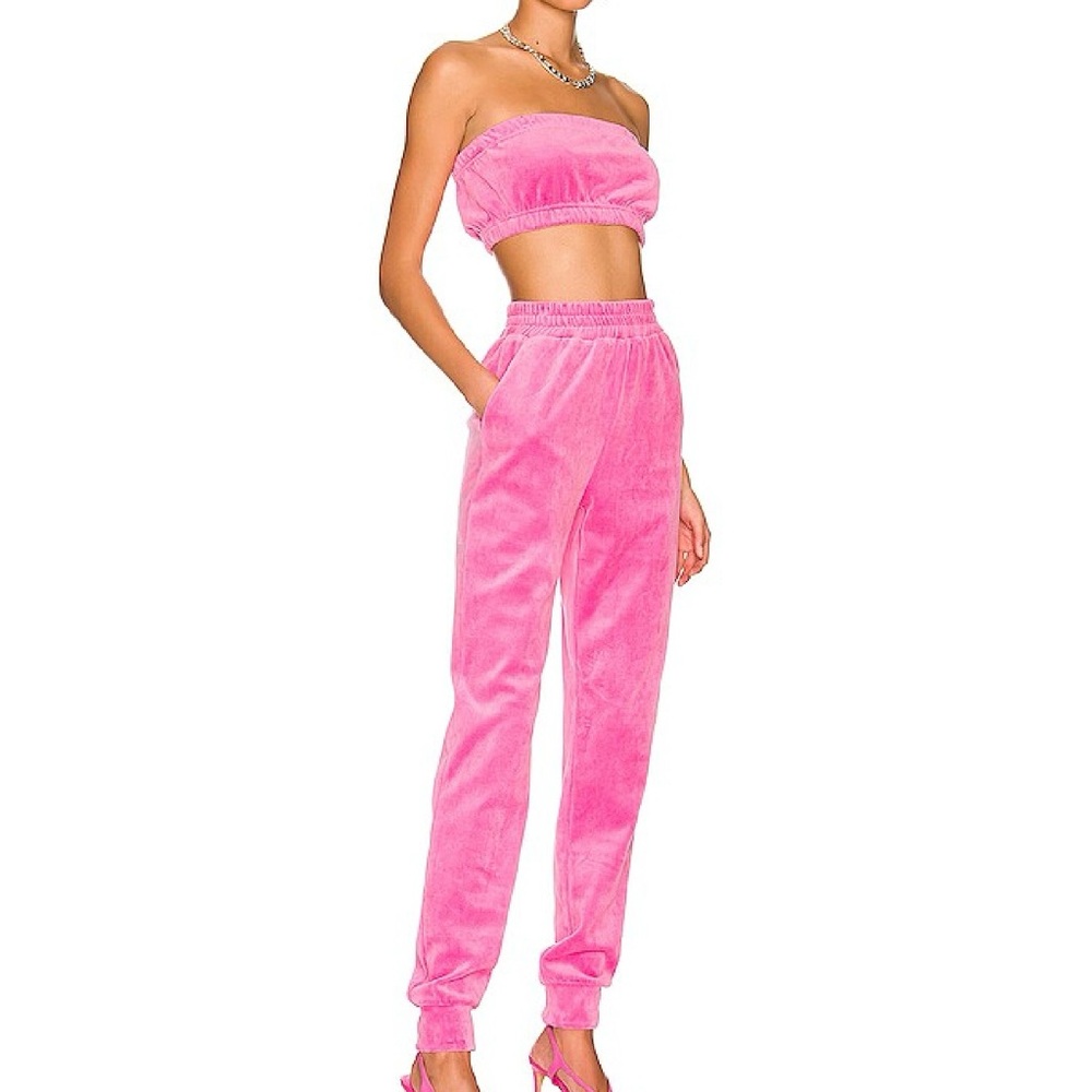 Superdown Pink Strapless Jogger Set